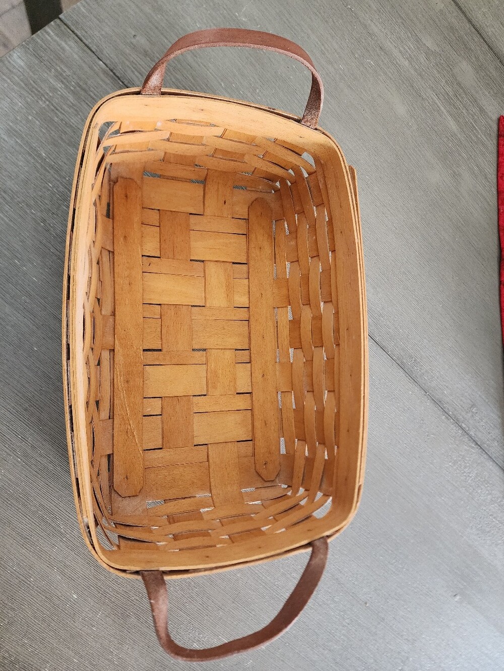 Longaberger Pantry Basket 1996 Handmade Brown Leather Handles Exc Cond Collector